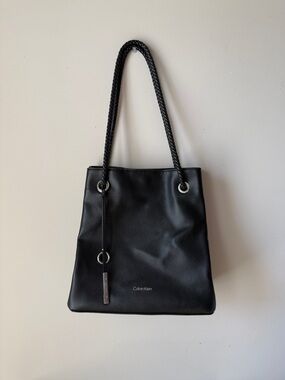 Calvin Klein Black Pebbled Leather Shoulder Tote